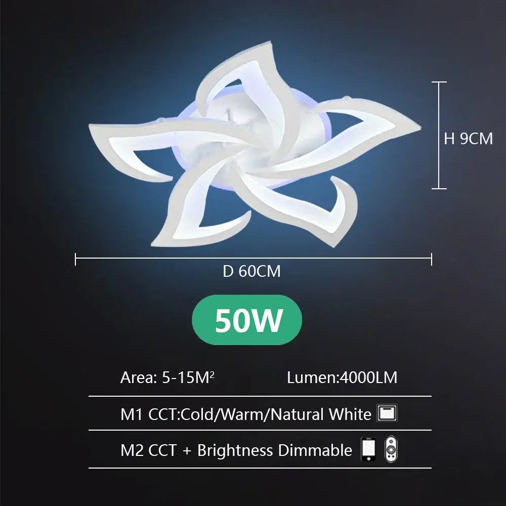 Art deco white & blue lotus led chandelier living room light