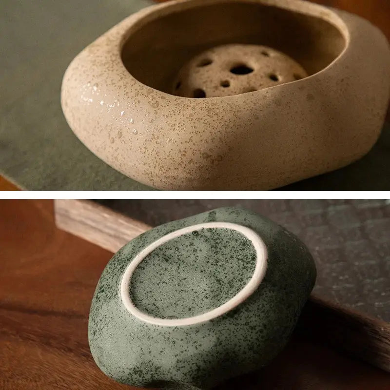 Lotus seedpod stone sand incense burner set living room decor