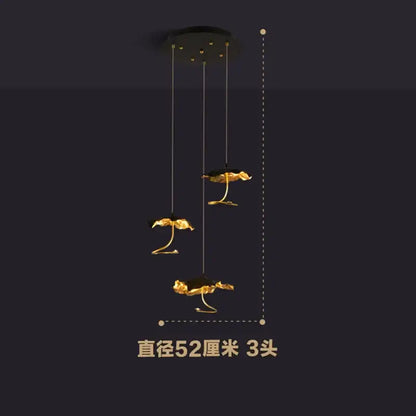 lotus staircase gold & black flower chandelier stairwell light