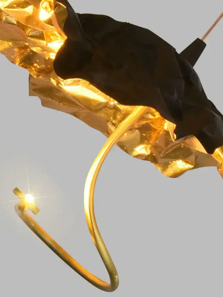 lotus staircase gold & black flower chandelier stairwell light