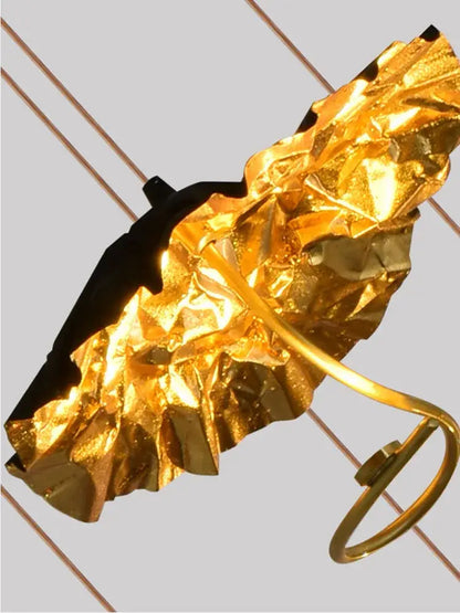 lotus staircase gold & black flower chandelier stairwell light