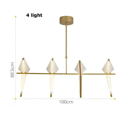 Origami white gold love bird chandelier dining room light