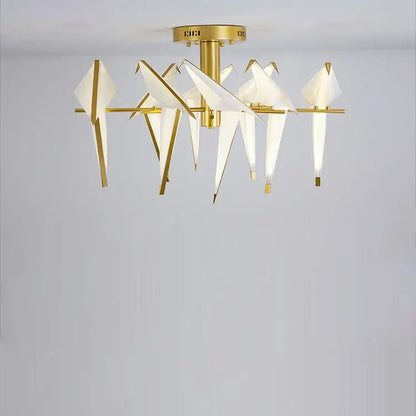 Origami white gold love bird chandelier dining room light