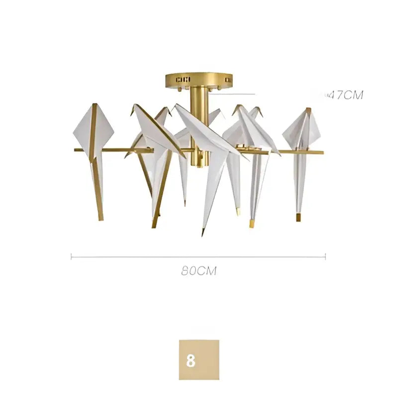Origami white gold love bird chandelier dining room light