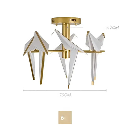 Origami white gold love bird chandelier dining room light