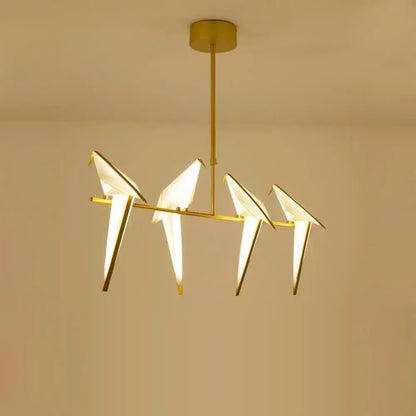 Origami white gold love bird chandelier dining room light