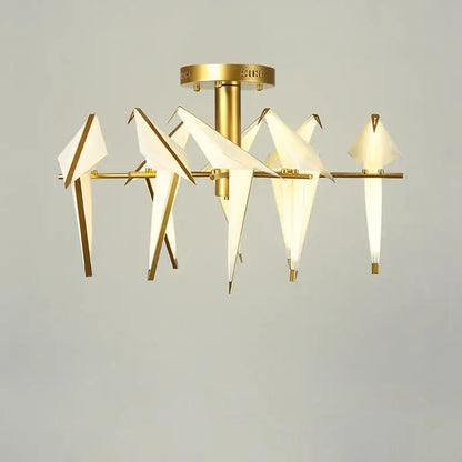 Origami white gold love bird chandelier dining room light