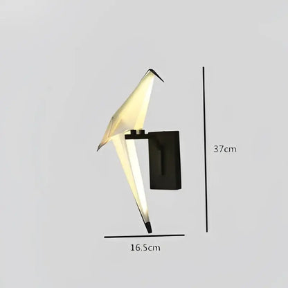 Modern gold origami crane led wall sconce bedroom light
