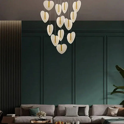 Modern white heart love chandelier for living room