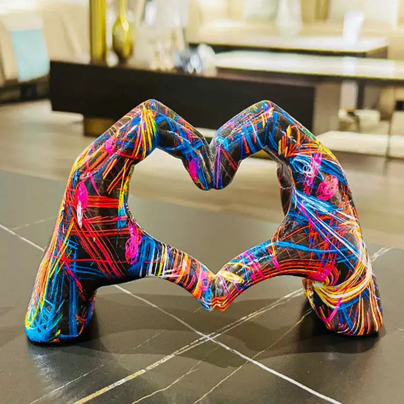 Abstract multi color love gesture sculptures living room decor