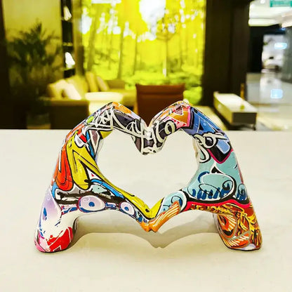 Abstract multi color love gesture sculptures living room decor