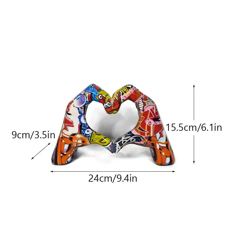 Abstract multi color love gesture sculptures living room decor