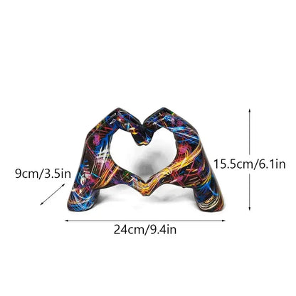 Abstract multi color love gesture sculptures living room decor