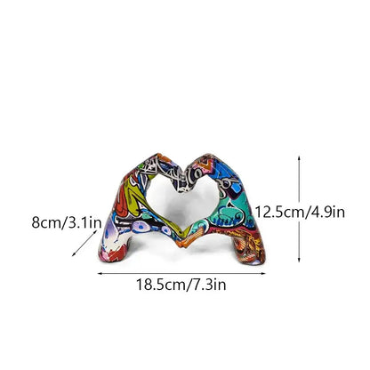 Abstract multi color love gesture sculptures living room decor