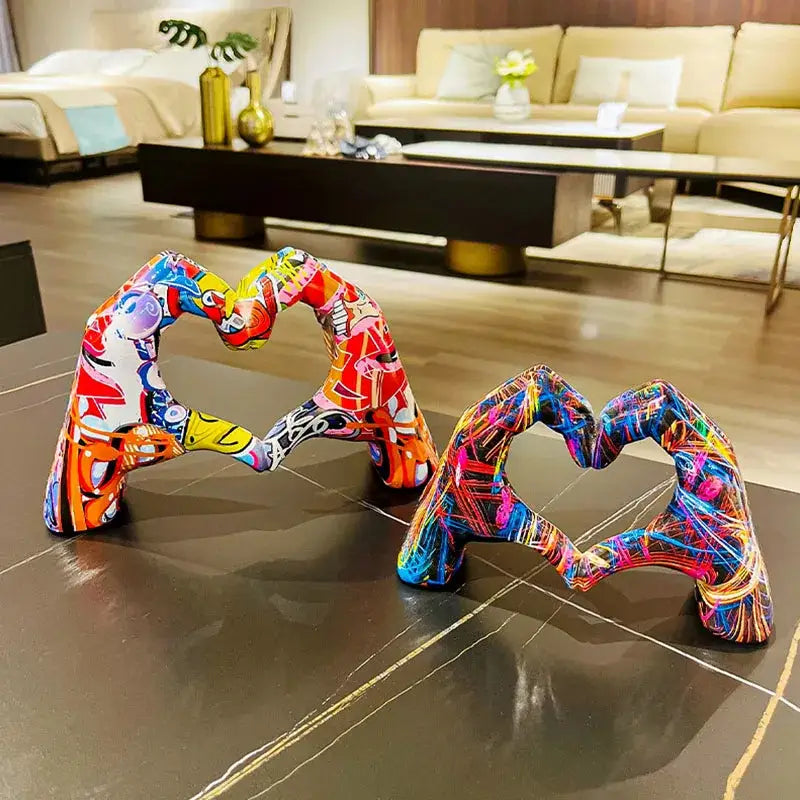 Abstract multi color love gesture sculptures living room decor
