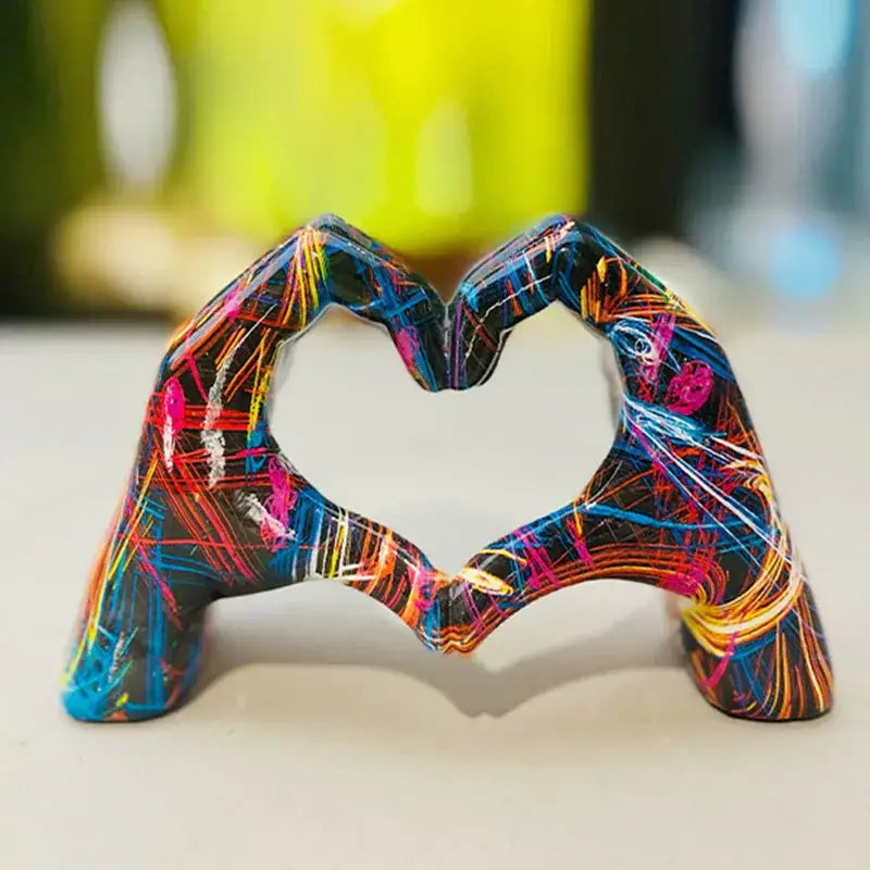 Abstract multi color love gesture sculptures living room decor