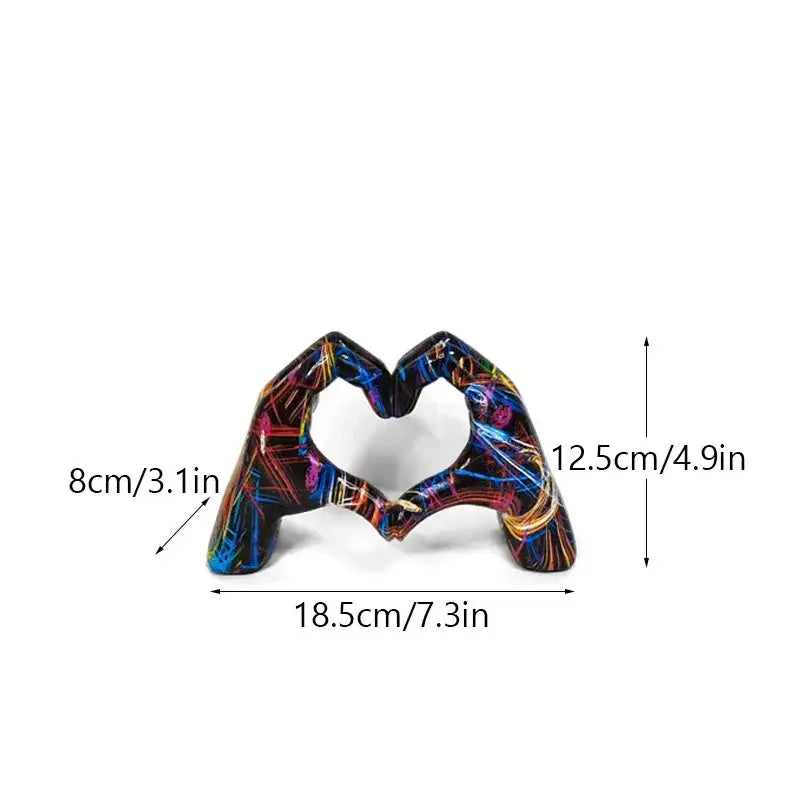 Abstract multi color love gesture sculptures living room decor