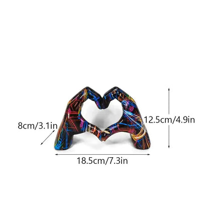 Abstract multi color love gesture sculptures living room decor