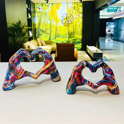Abstract multi color love gesture sculptures living room decor