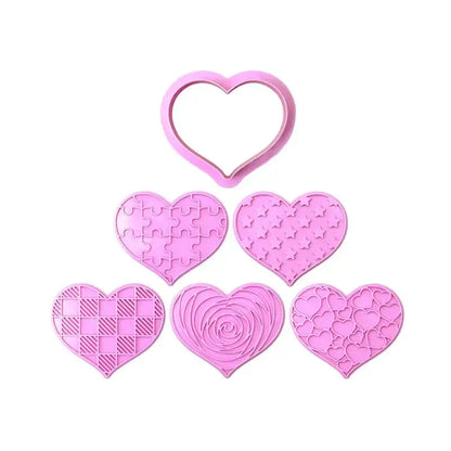 Pink silicone heart biscuit cutter set kitchen decorating tools