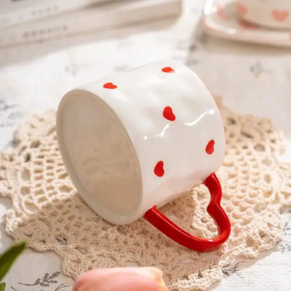 Hand painted pastel love heart ceramic mug kitchen coffee cup