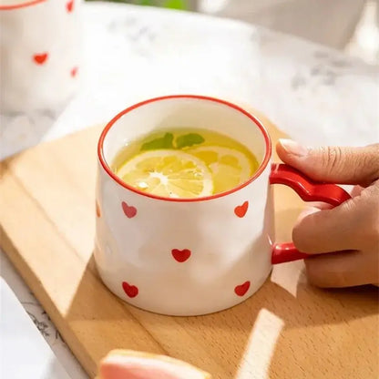 Hand painted pastel love heart ceramic mug kitchen coffee cup