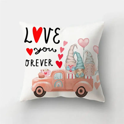 Valentine’s white love heart print pillow covers living room decor