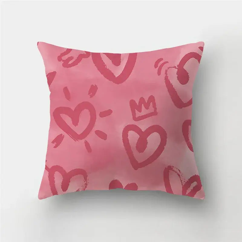 Valentine’s white love heart print pillow covers living room decor