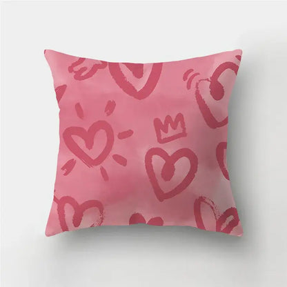 Valentine’s white love heart print pillow covers living room decor