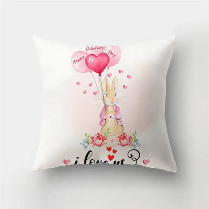 Valentine’s white love heart print pillow covers living room decor