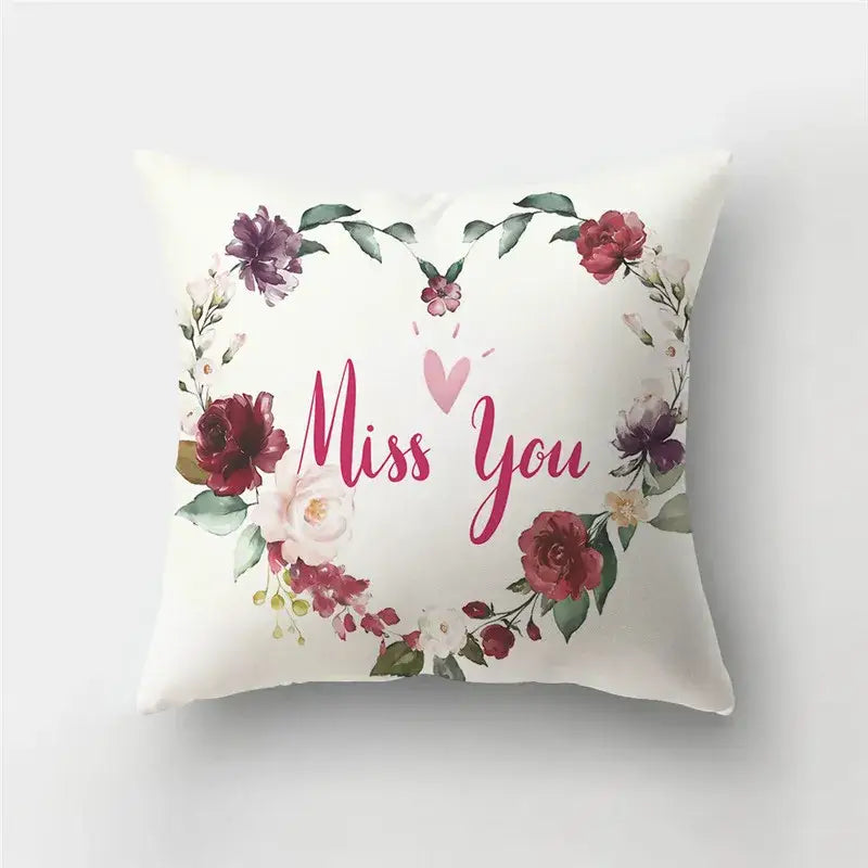 Valentine’s white love heart print pillow covers living room decor