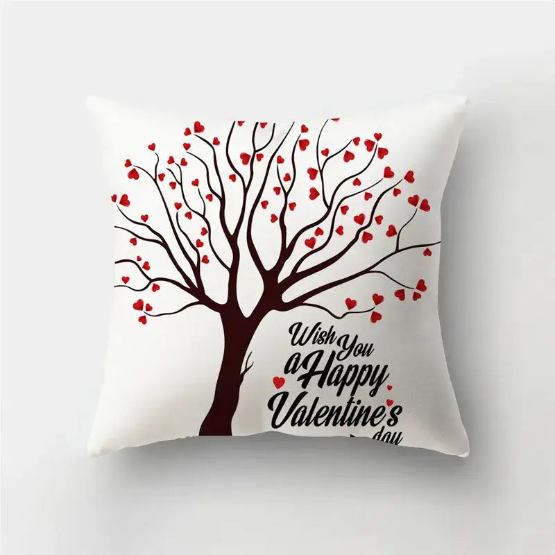 Valentine’s white love heart print pillow covers living room decor