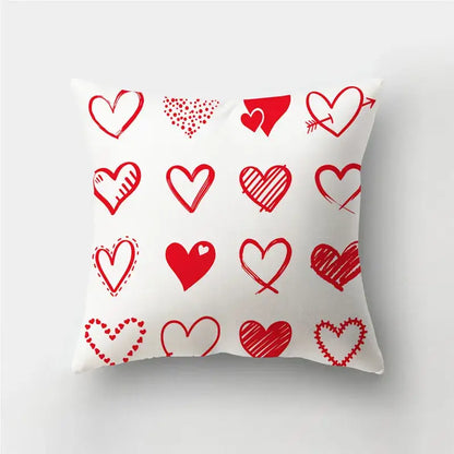 Valentine’s white love heart print pillow covers living room decor