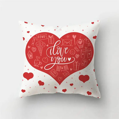 Valentine’s white love heart print pillow covers living room decor