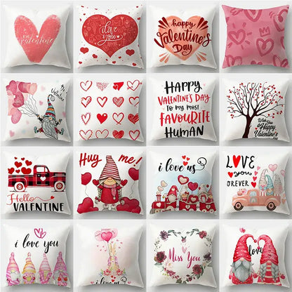 Valentine’s white love heart print pillow covers living room decor