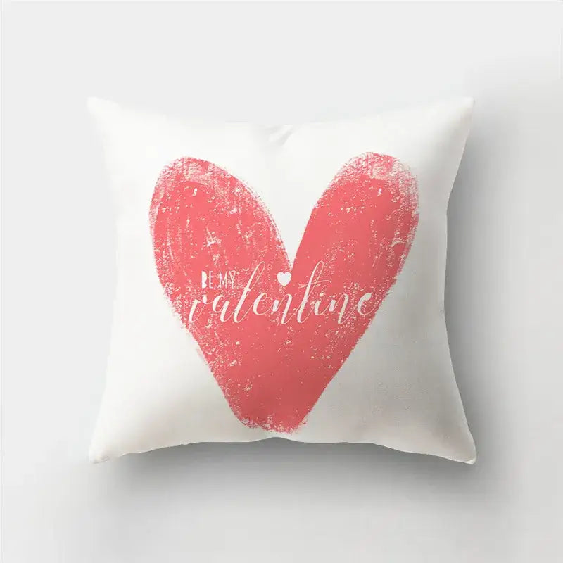 Valentine’s white love heart print pillow covers living room decor