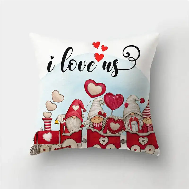 Valentine’s white love heart print pillow covers living room decor