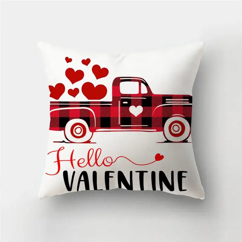 Valentine’s white love heart print pillow covers living room decor
