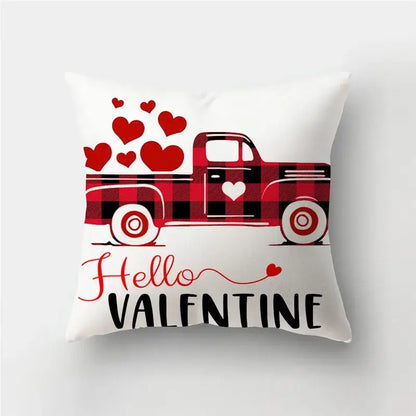 Valentine’s white love heart print pillow covers living room decor