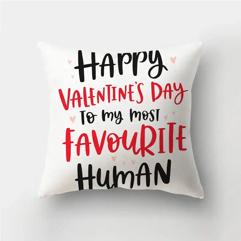 Valentine’s white love heart print pillow covers living room decor