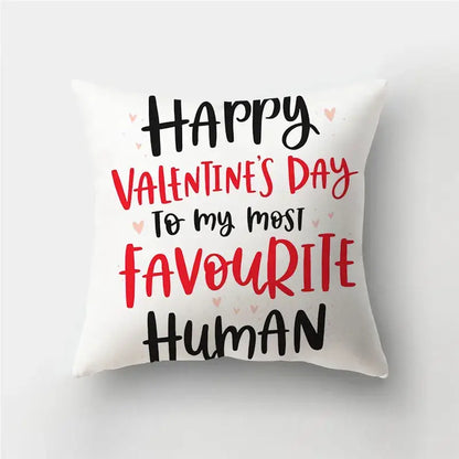 Valentine’s white love heart print pillow covers living room decor
