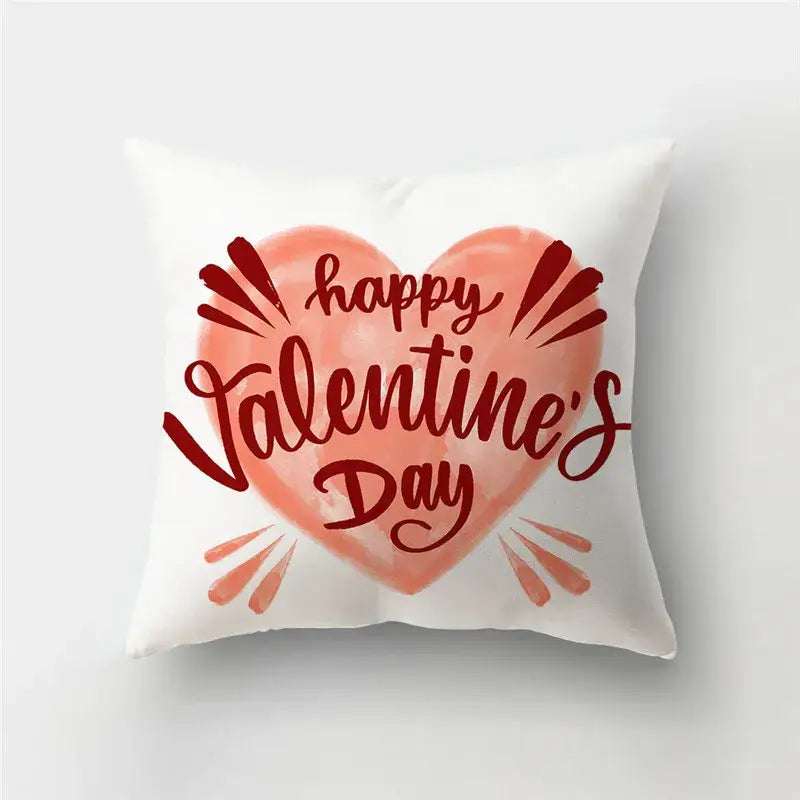 Valentine’s white love heart print pillow covers living room decor