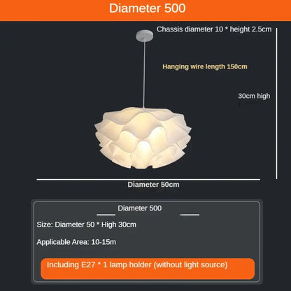 Simple white flower lamp petal pendant light for bedroom