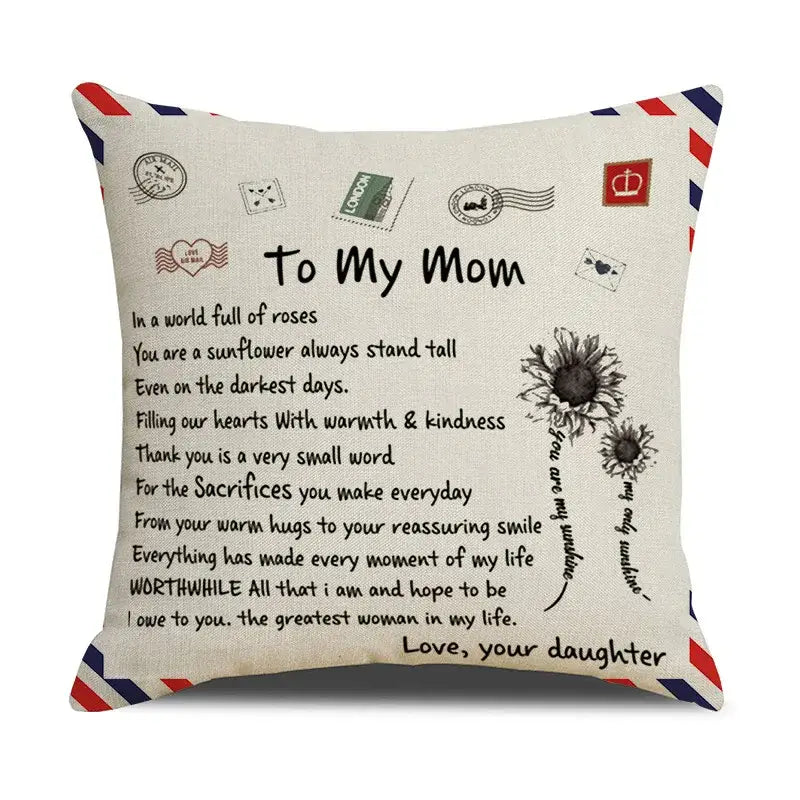 Vintage beige & red mom cushion cover bedroom family gift decor