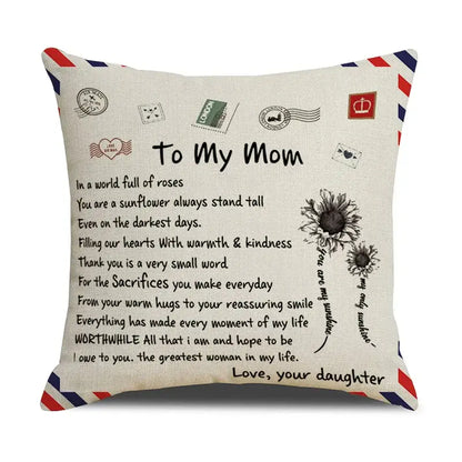 Vintage beige & red mom cushion cover bedroom family gift decor