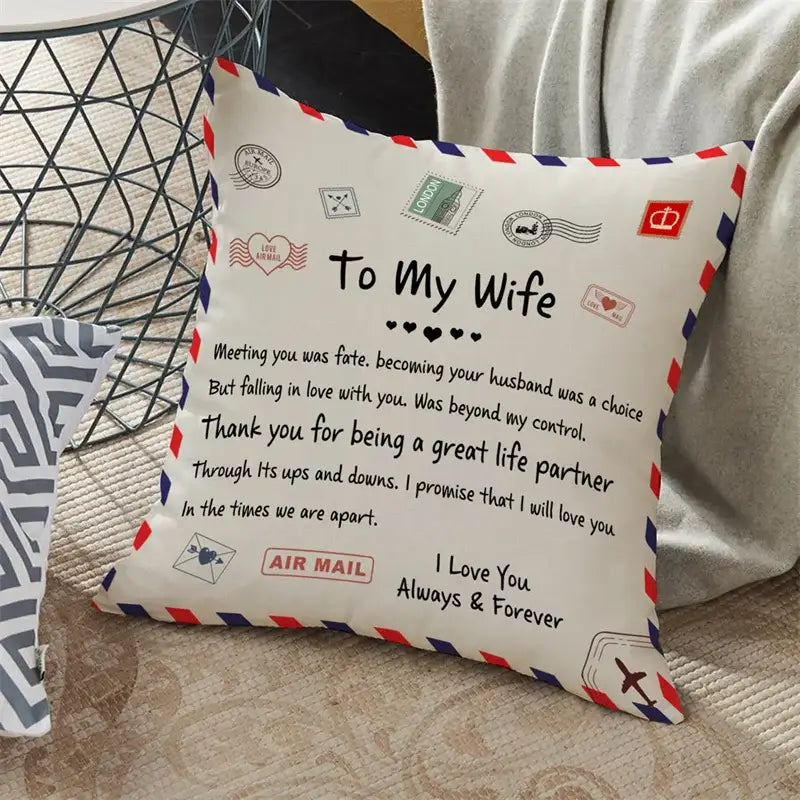 Vintage beige & red mom cushion cover bedroom family gift decor