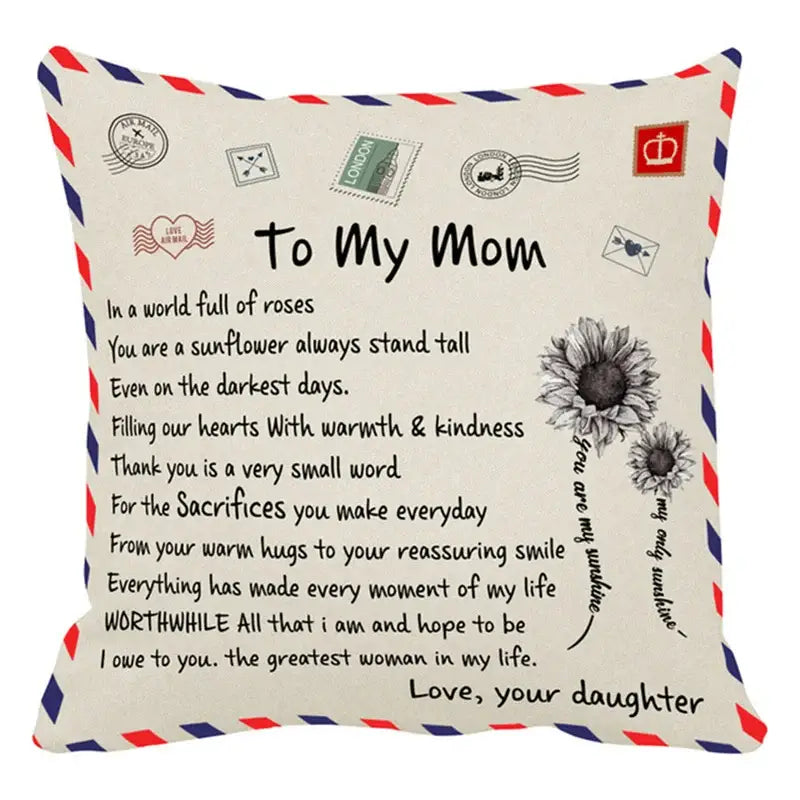 Vintage beige & red mom cushion cover bedroom family gift decor