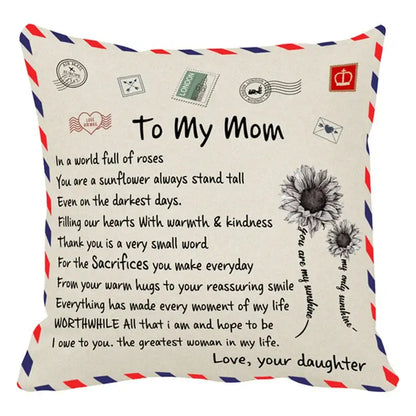 Vintage beige & red mom cushion cover bedroom family gift decor