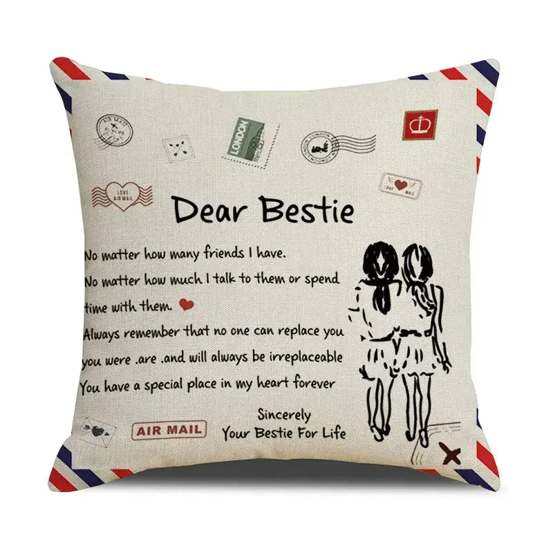 Vintage beige & red mom cushion cover bedroom family gift decor