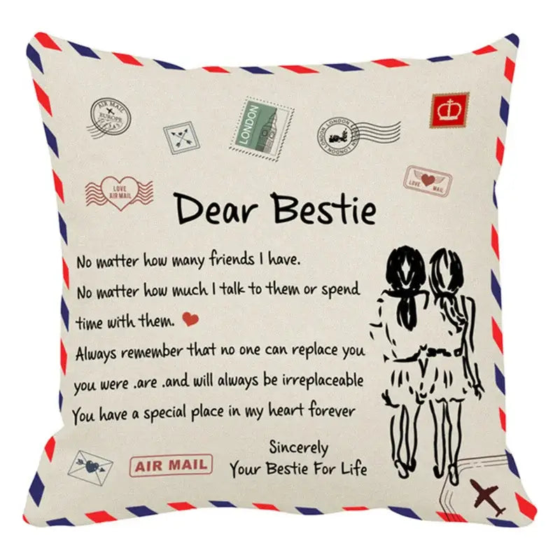 Vintage beige & red mom cushion cover bedroom family gift decor